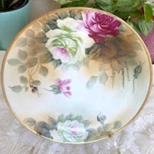Antique Nippon Morimura Hand Painted Roses, Gold Accents 9" Decorative Plate